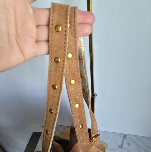 Haute Hippie New Merci Suede Leather Cinched Tote Shoulder Bag Purse & Pouch - Picture 8 of 15